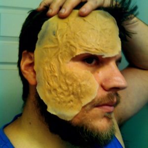 Pulled a test of the hound scar, I'm excited!

#sfxmakeup #sfx #makeup #makeupartist #prostheticsmakeup #prosthetics #moldmaking #horror  #horrormovies  #gore #goremakeup #got #gameofthrones #thehound